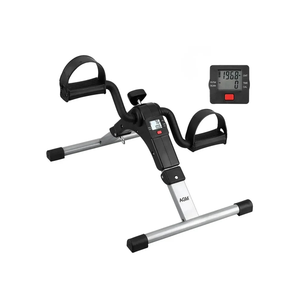 Mini Exercise Cycle with LCD Meter Foldable Portable Exercise Bike Pedal Trainer for Arm & Leg Workout with Adjustable Resistance, Under Desk Fitness Cycle Machine for Home, Office & Rehabilitation Use
