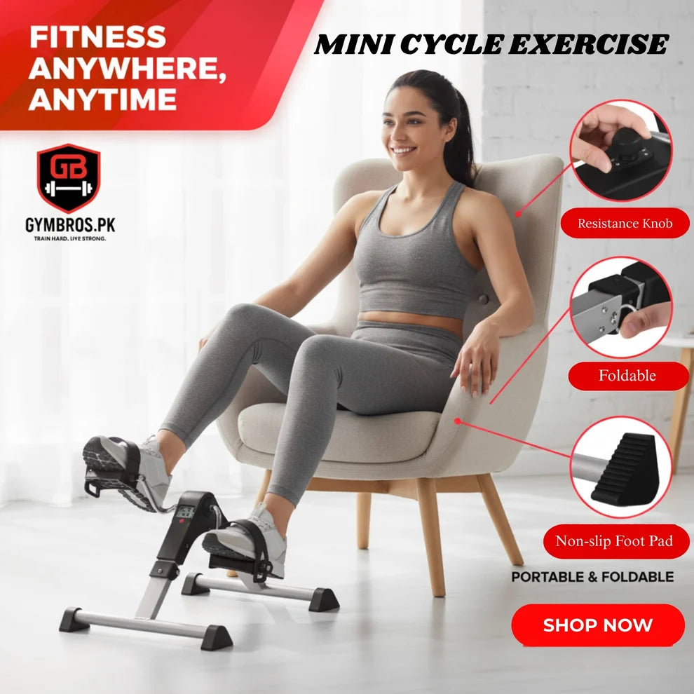 Mini Exercise Cycle with LCD Meter Foldable Portable Exercise Bike Pedal Trainer for Arm & Leg Workout with Adjustable Resistance, Under Desk Fitness Cycle Machine for Home, Office & Rehabilitation Use