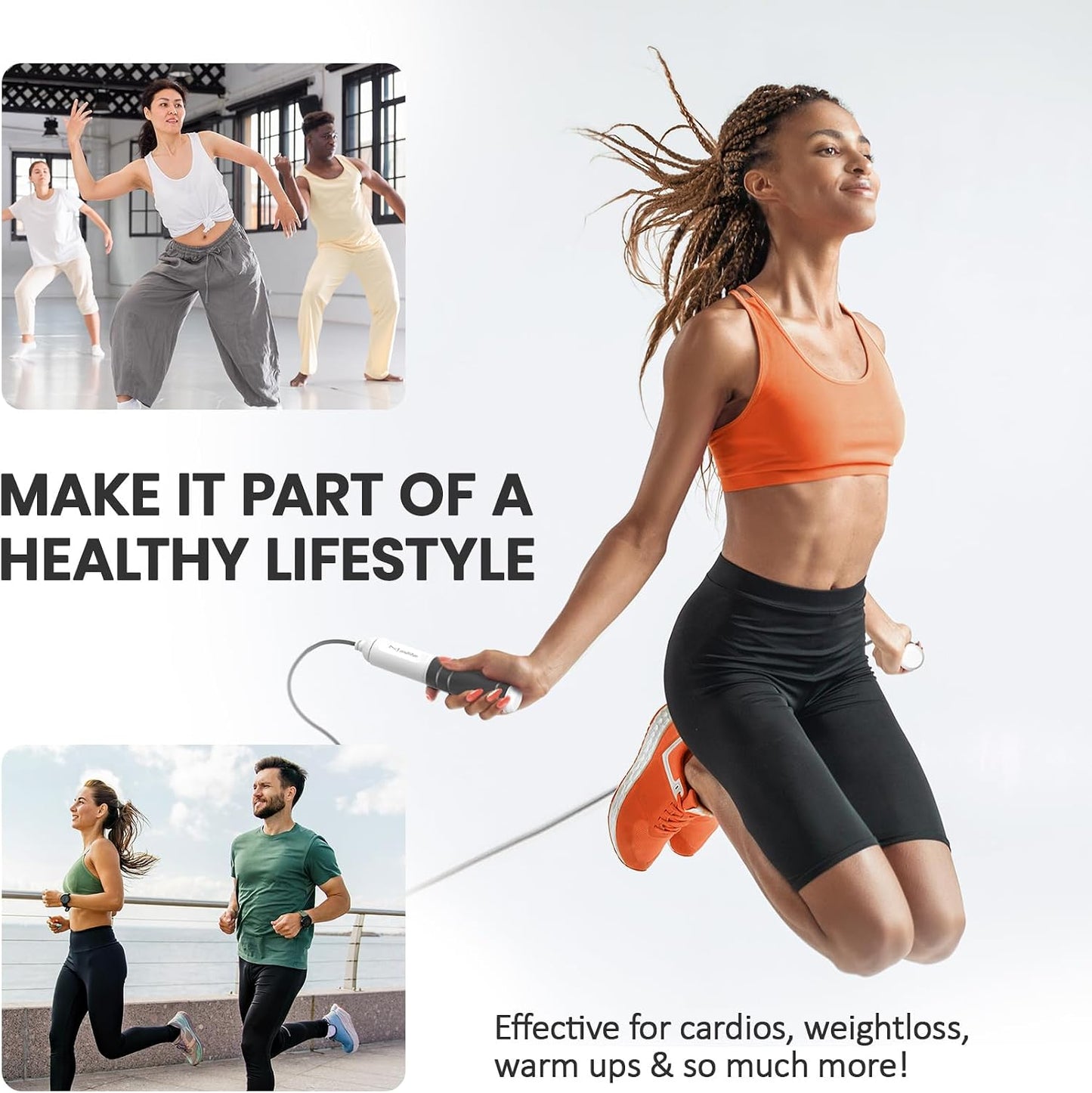 Jump Rope, multifun Speed Skipping Rope with Calorie Counter, Adjustable Digital Counting Jump Rope with Ball Bearings and Alarm Reminder for Fitness, Crossfit, Exercise, Workout, Boxing, MMA, Gym