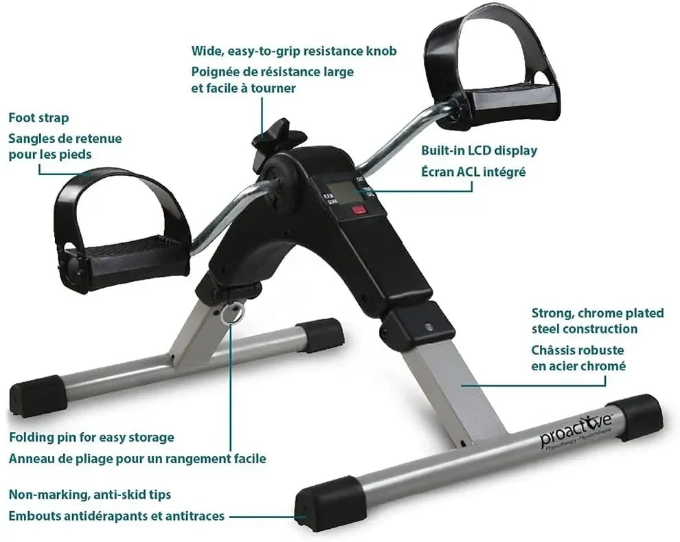 Mini Exercise Cycle with LCD Meter Foldable Portable Exercise Bike Pedal Trainer for Arm & Leg Workout with Adjustable Resistance, Under Desk Fitness Cycle Machine for Home, Office & Rehabilitation Use