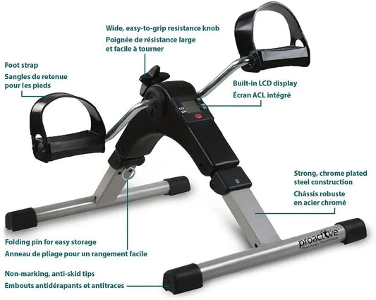 Mini Exercise Cycle with LCD Meter Foldable Portable Exercise Bike Pedal Trainer for Arm & Leg Workout with Adjustable Resistance, Under Desk Fitness Cycle Machine for Home, Office & Rehabilitation Use