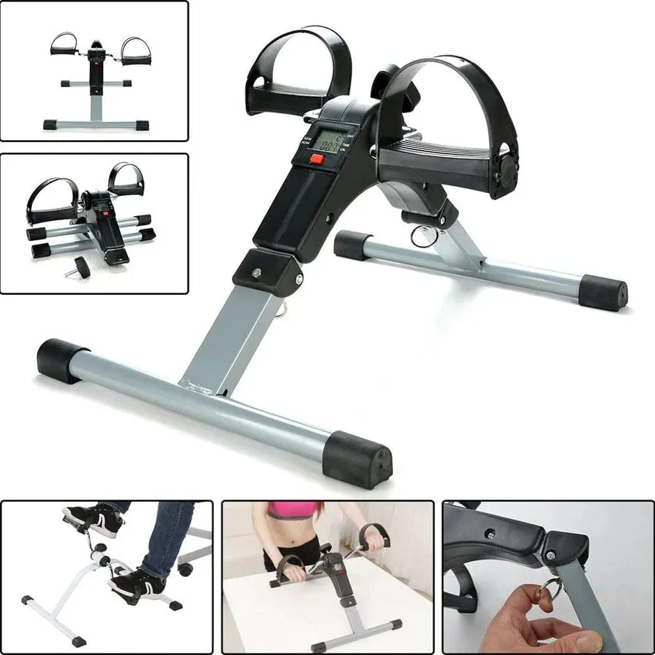 Mini Exercise Cycle with LCD Meter Foldable Portable Exercise Bike Pedal Trainer for Arm & Leg Workout with Adjustable Resistance, Under Desk Fitness Cycle Machine for Home, Office & Rehabilitation Use